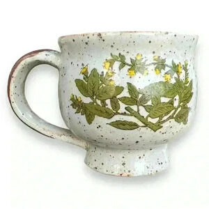 Vintage Speckled Stoneware Floral Mug